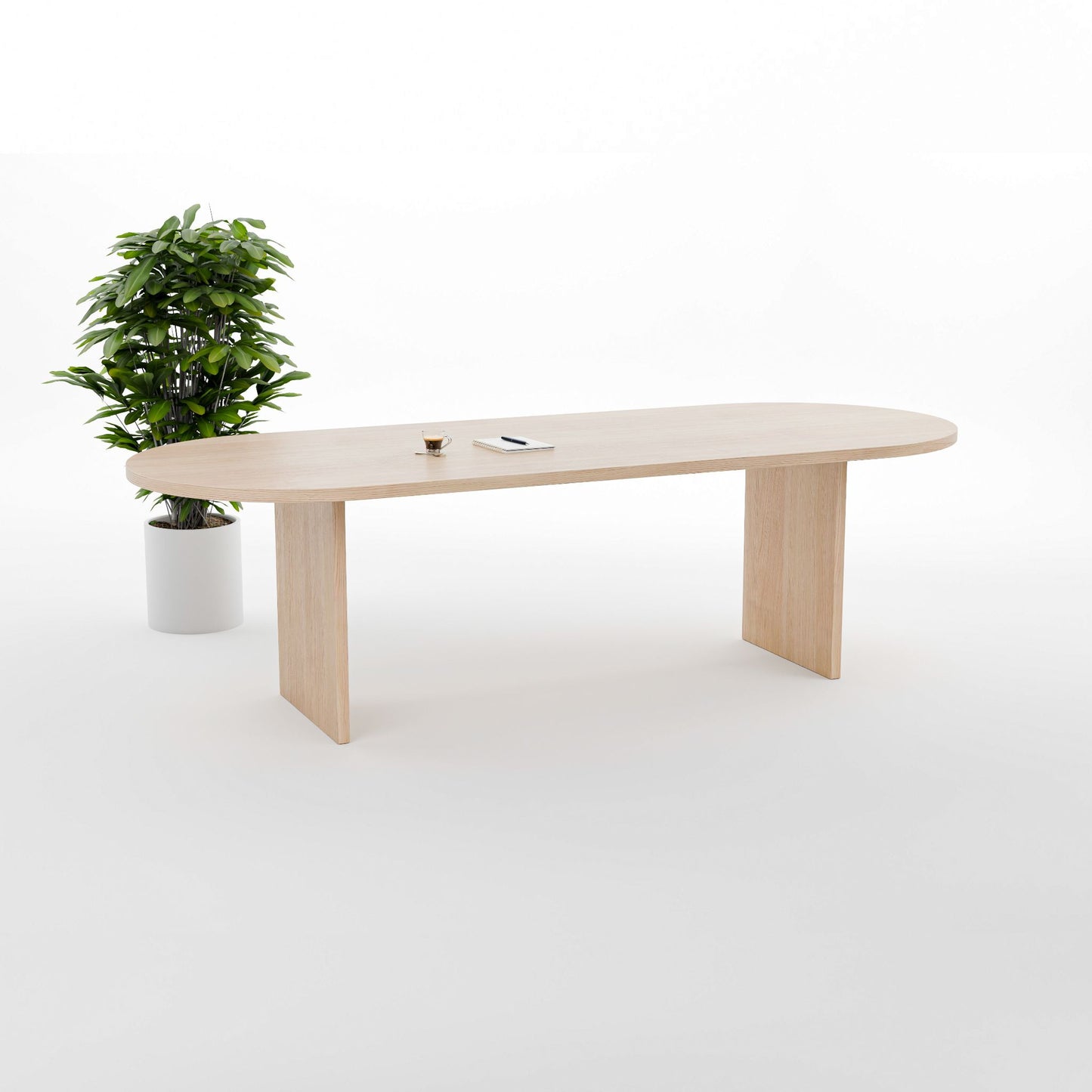 No Fuzz – Eiken Fineer Eettafel – Plat Ovaal – Rechte Rand – Naturel Lak