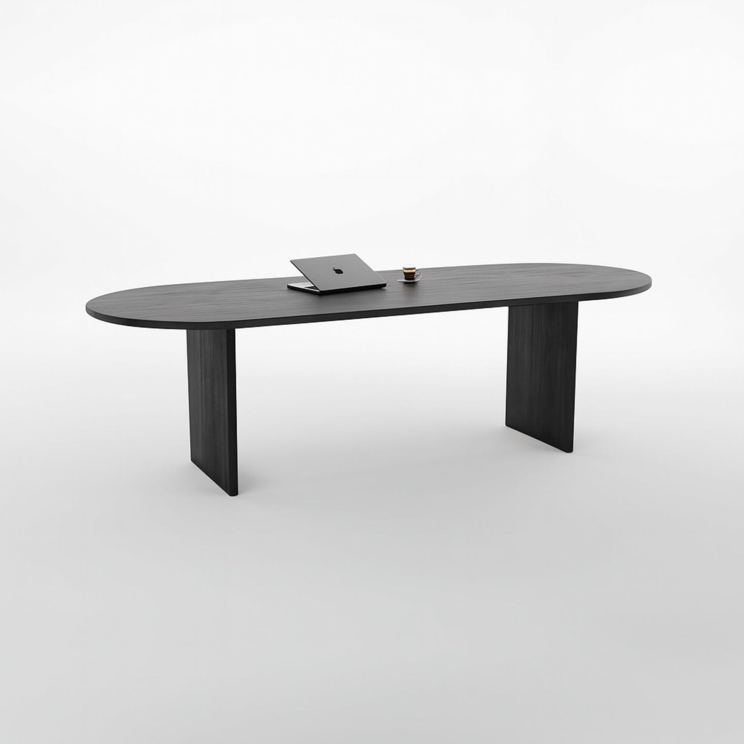 No Fuzz - Fineer - Plat Ovaal - Ronde Rand - Zwart