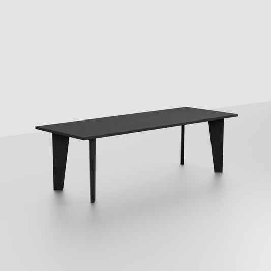 Lumiere – Eiken Massieve Eettafel – Rechthoekig – Rechte Rand – Zwarte Lak
