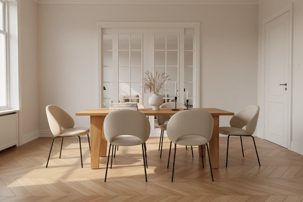 Lumiere – Eiken Fineer Eettafel – Rechthoekig – Rechte Rand – Naturel Lak