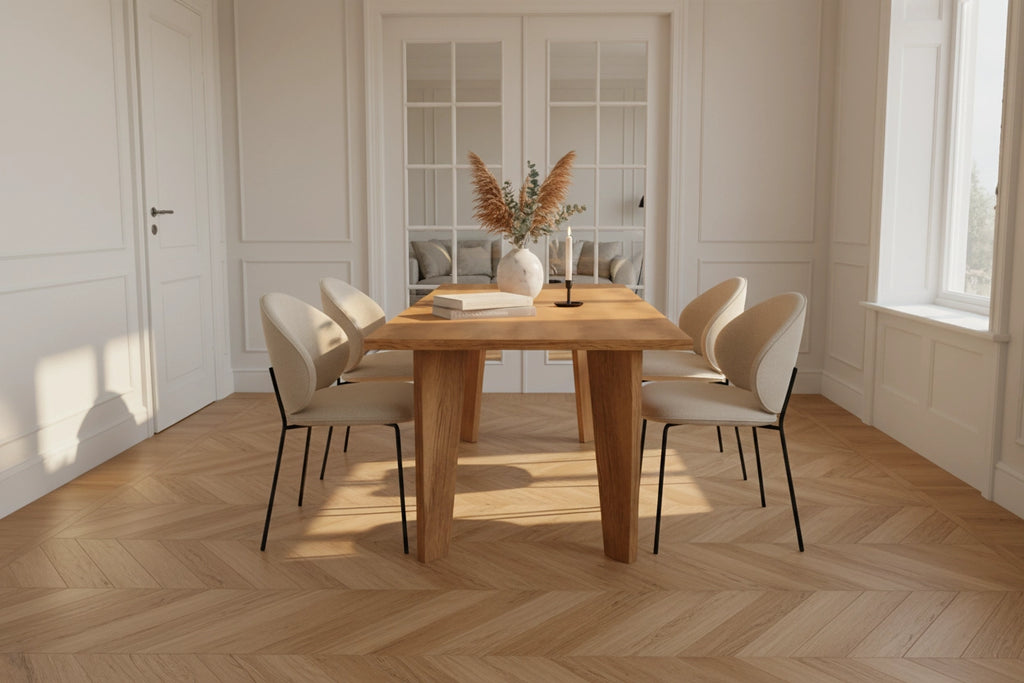 Lumiere – Eiken Fineer Eettafel – Rechthoekig – Rechte Rand – Naturel Lak