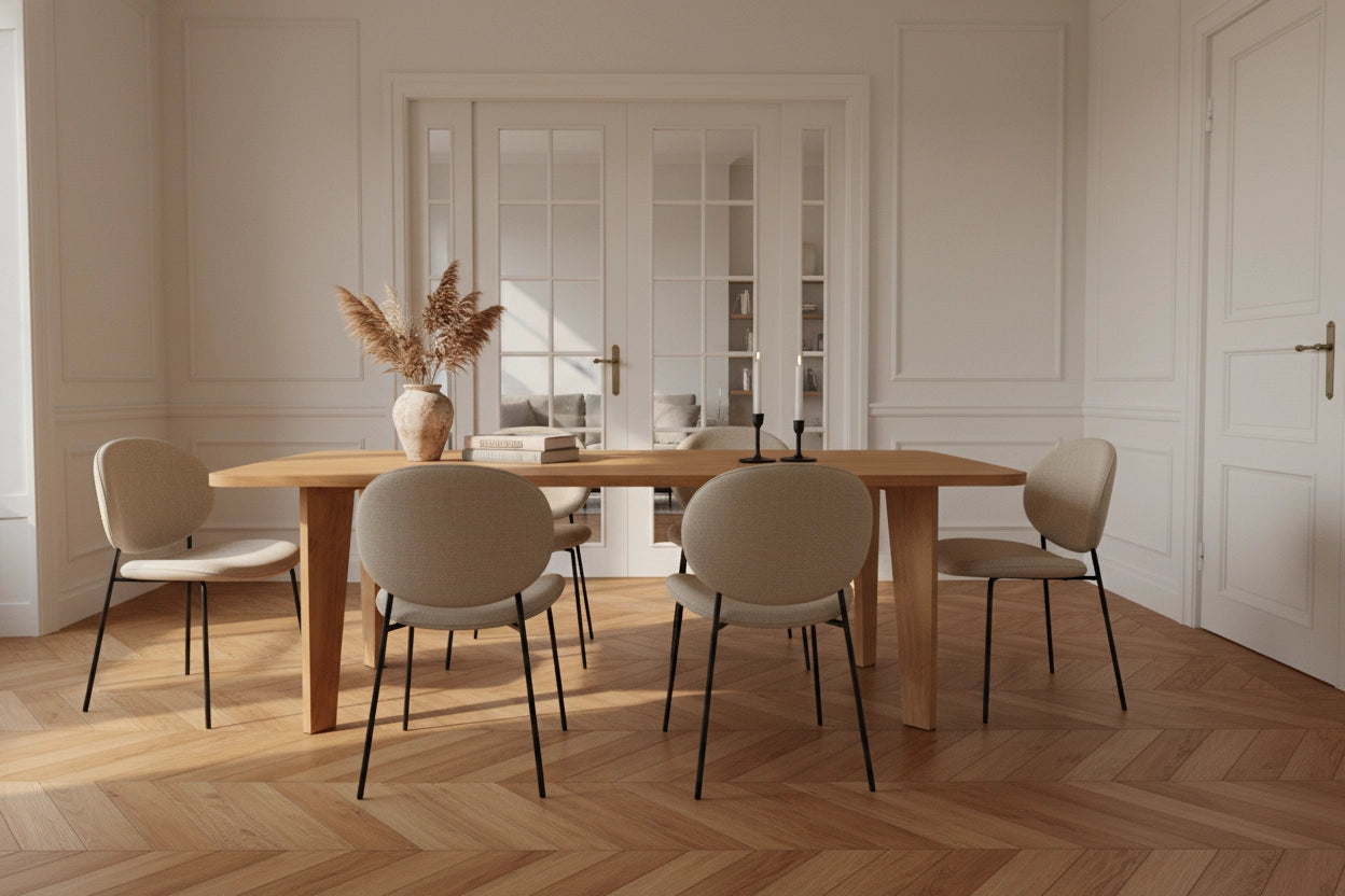 Lumiere – Eiken Massieve Eettafel – Ton – Rechte Rand – Naturel Lak