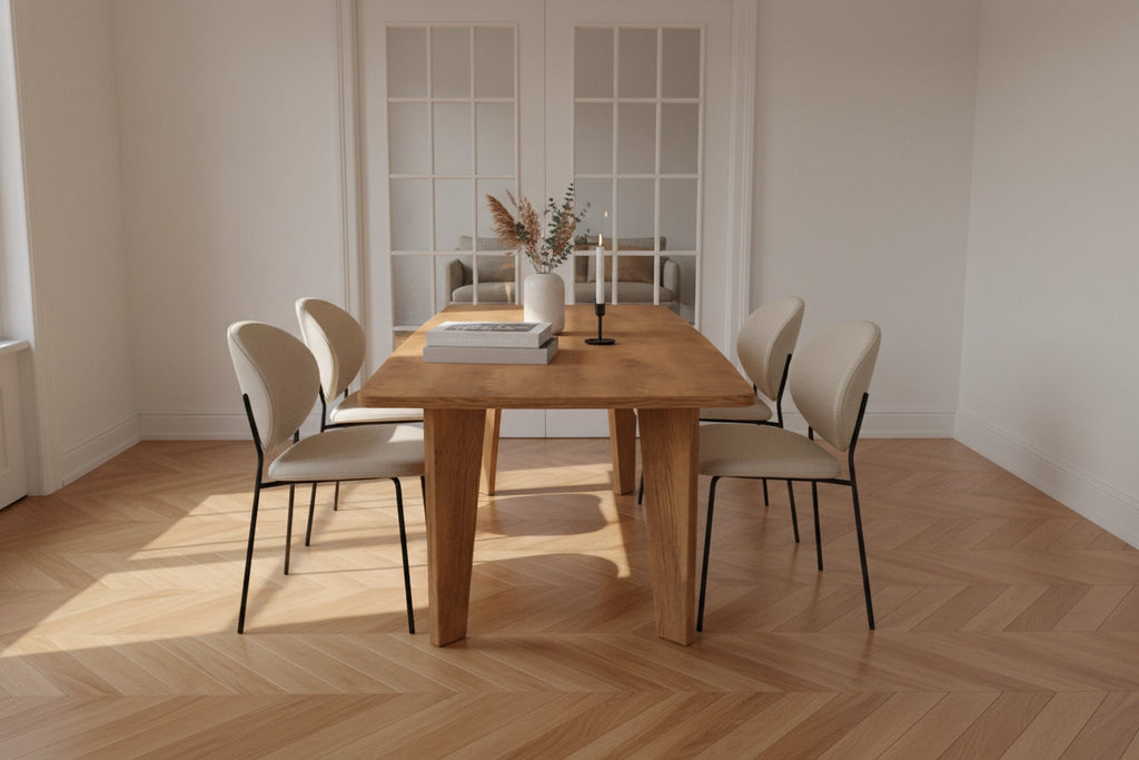 Lumiere – Eiken Fineer Eettafel – Ton – Rechte Rand – Naturel Lak