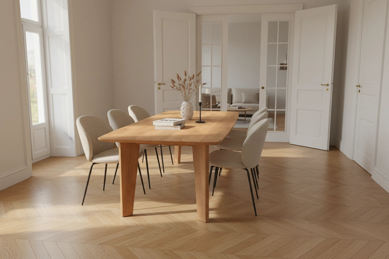 Lumiere – Eiken Fineer Eettafel – Ton – Ronde Rand – Naturel Lak