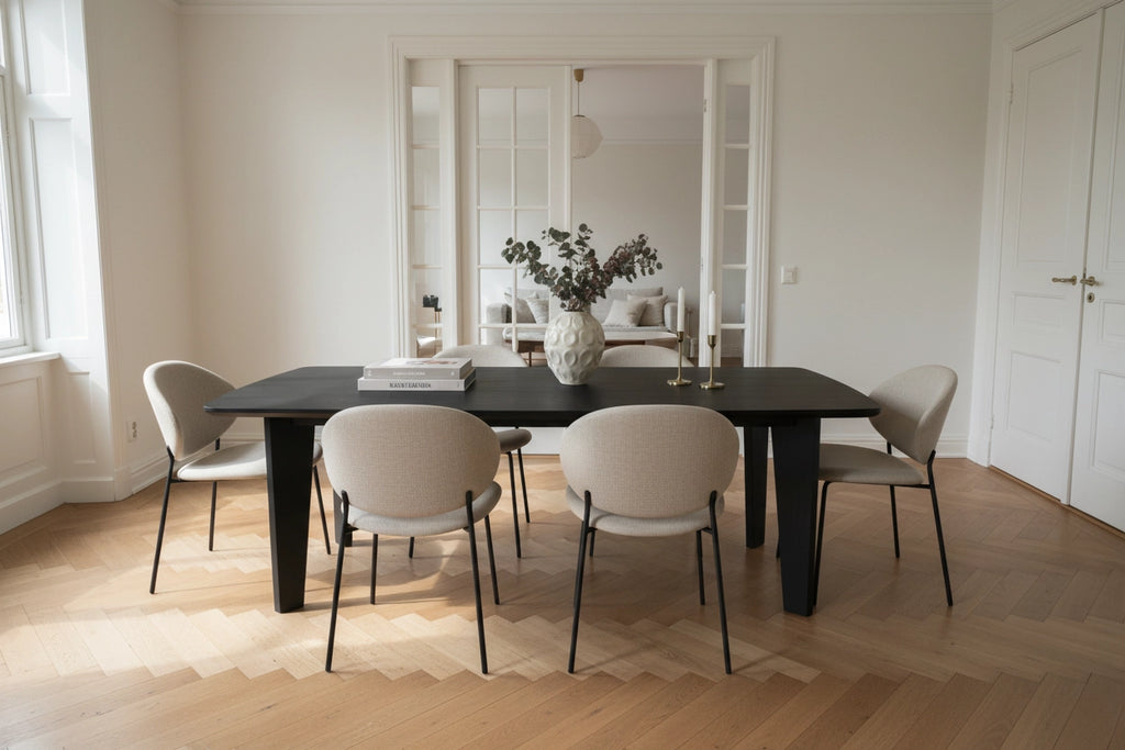 Lumiere – Eiken Fineer Eettafel – Ton – Ronde Rand – Zwarte Lak