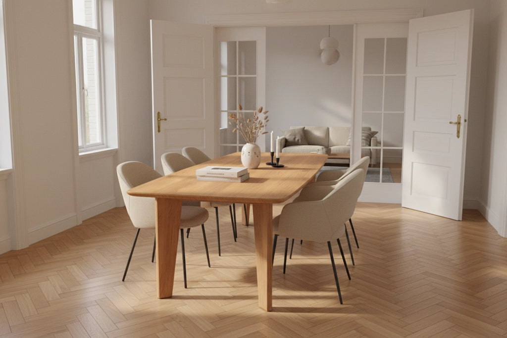 Lumiere – Eiken Massieve Eettafel – Ton – Ronde Rand – Naturel Lak