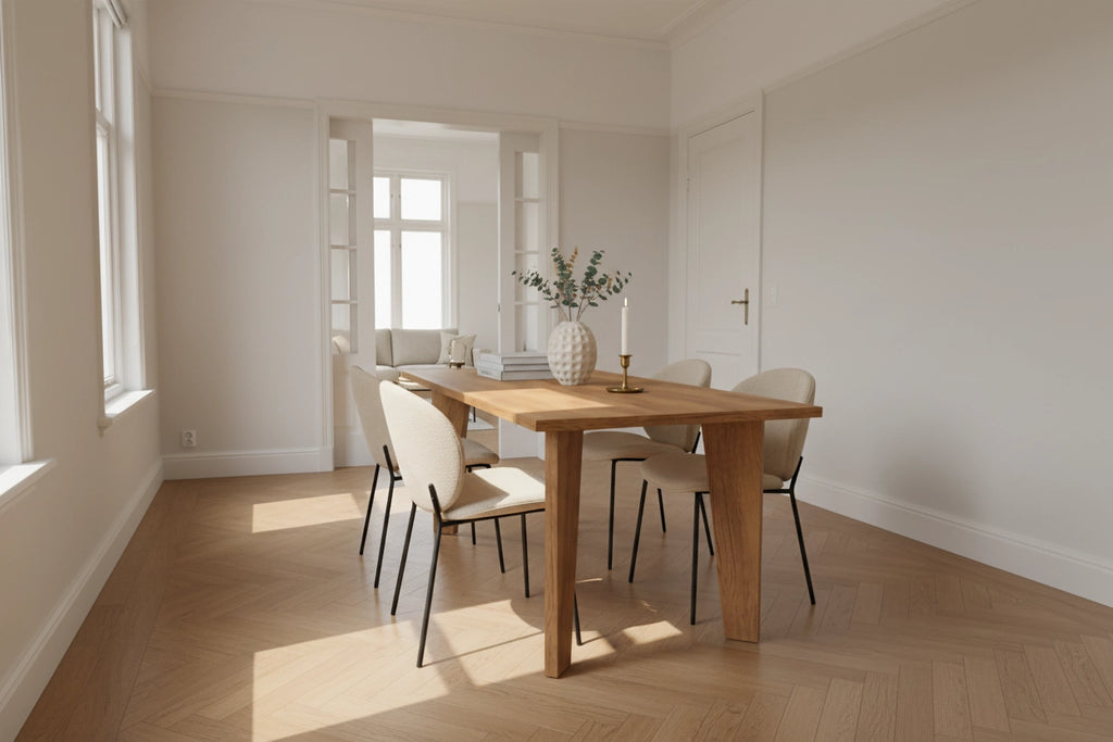 Lumiere – Eiken Massieve Eettafel – Rechthoekig – Rechte Rand – Naturel Lak