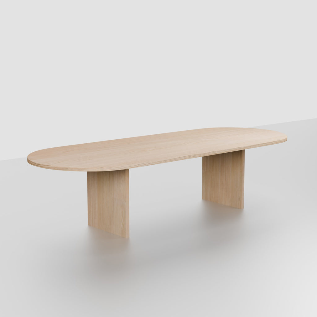 No Fuzz – Eiken Fineer Eettafel – Plat Ovaal  – Rechte Rand – Naturel Lak