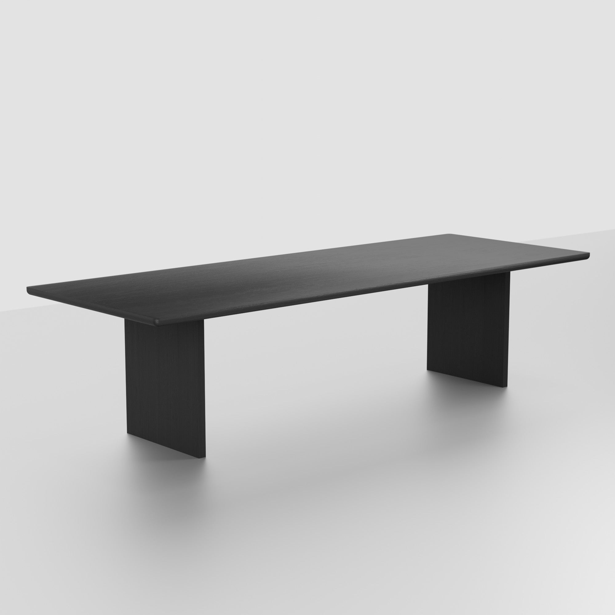 No Fuzz – Eiken Massieve Eettafel – Rechthoekig – Ronde Rand – Zwarte Lak