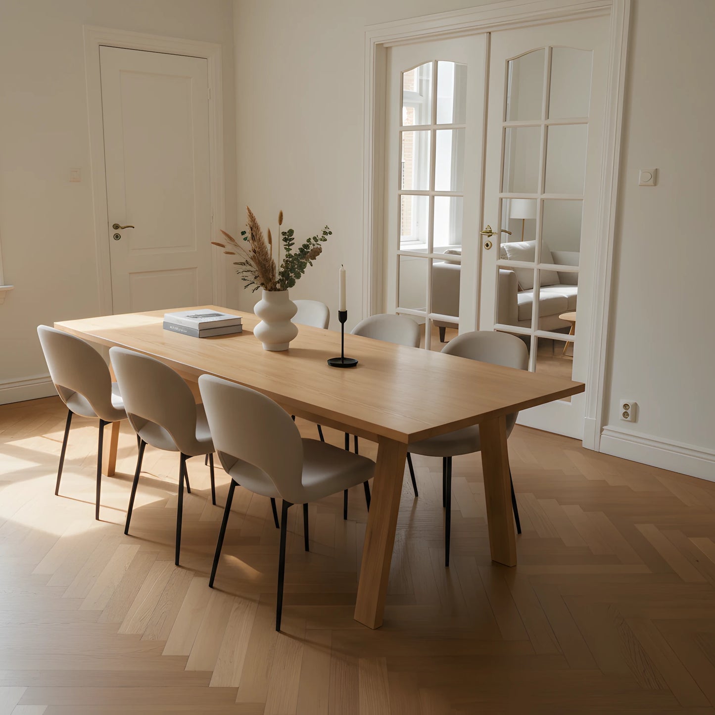 Massief eiken eettafel Elwyn – rechthoekig – handgemaakt in Nederland