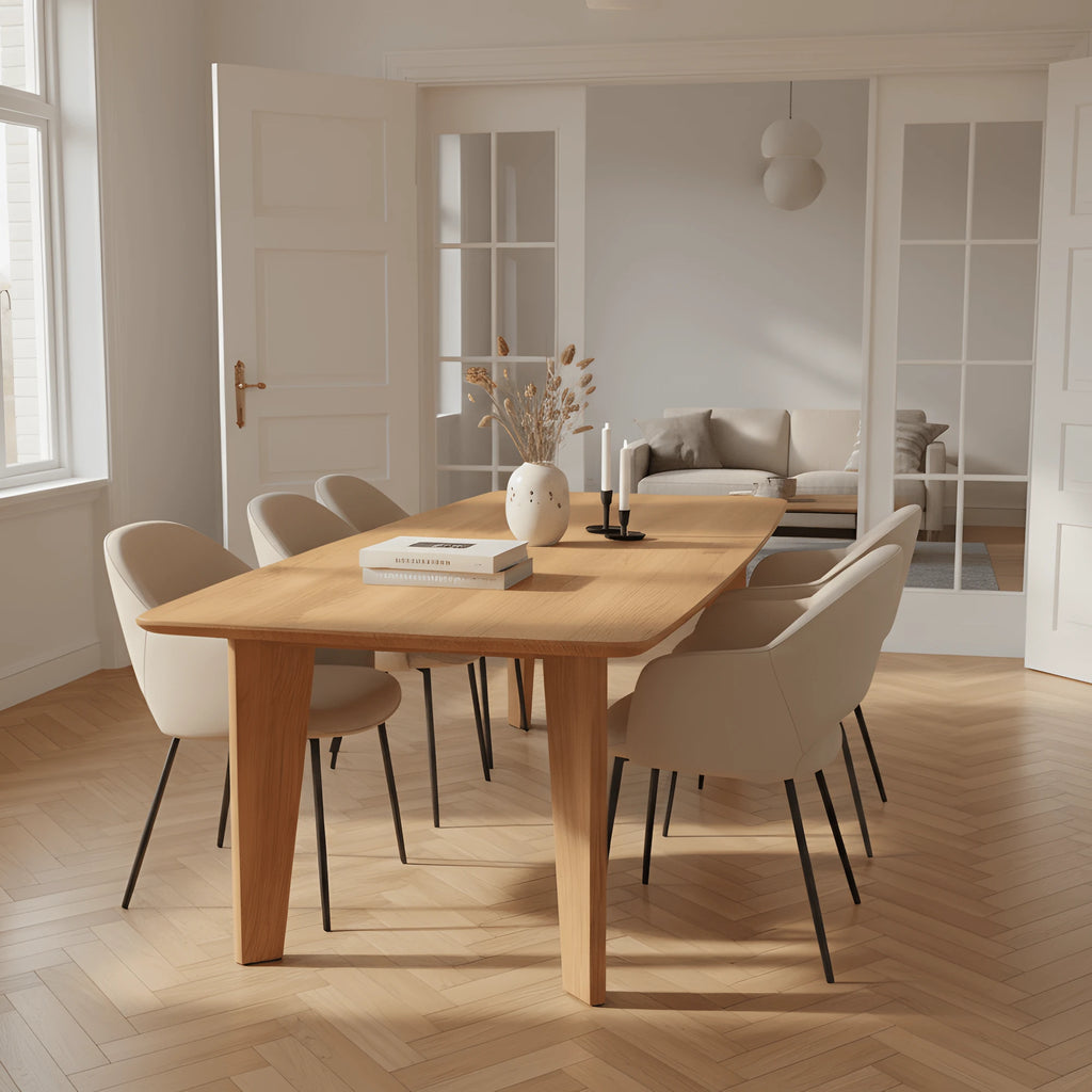 Massief eiken eettafel Lumiere – Ton – handgemaakt in Nederland