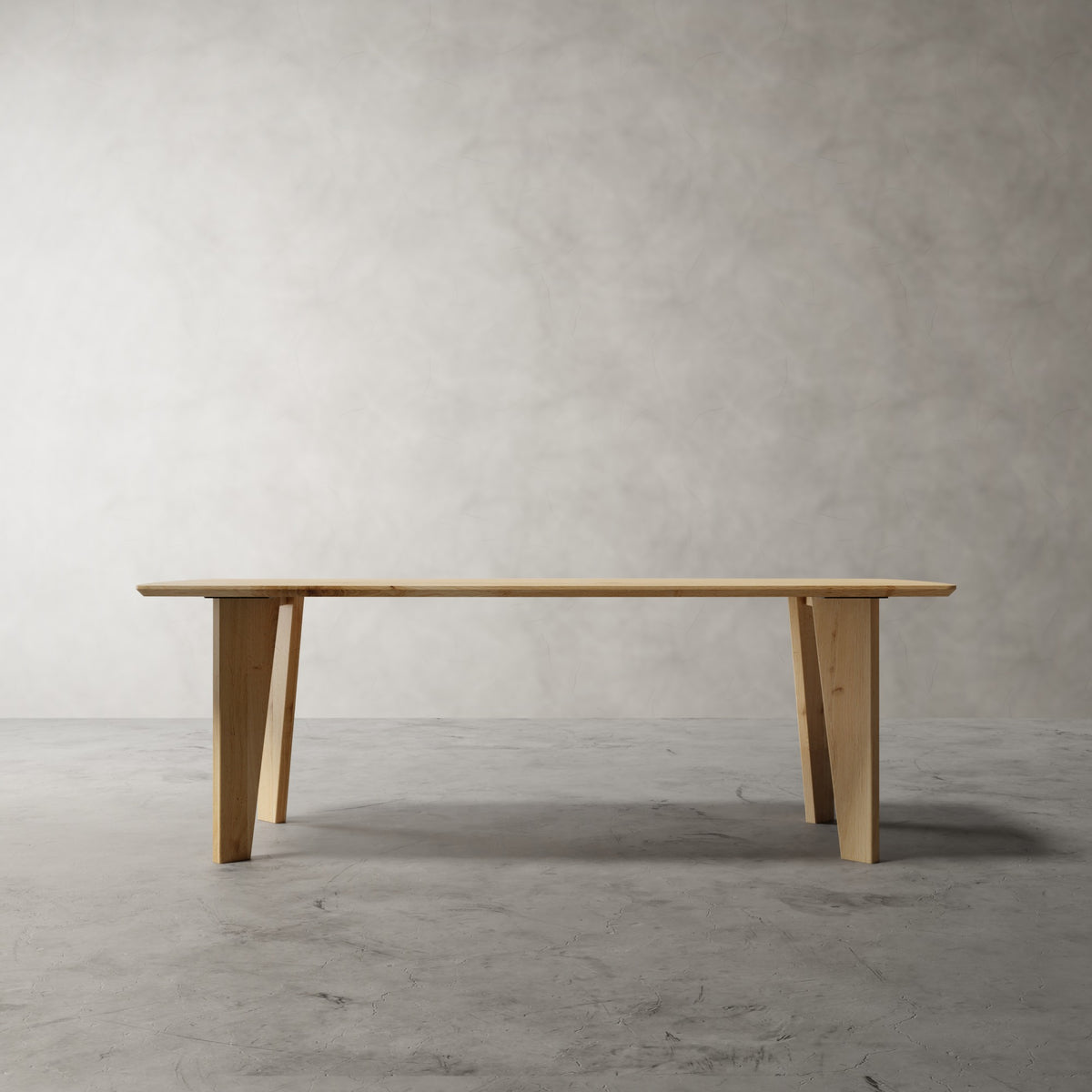 Tontafel Lumière in naturel eiken, vooraanzicht met bolle lange zijde