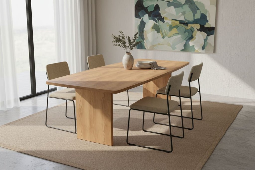 No Fuzz – Eiken Fineer Eettafel – Ton – Rechte Rand – Naturel Lak