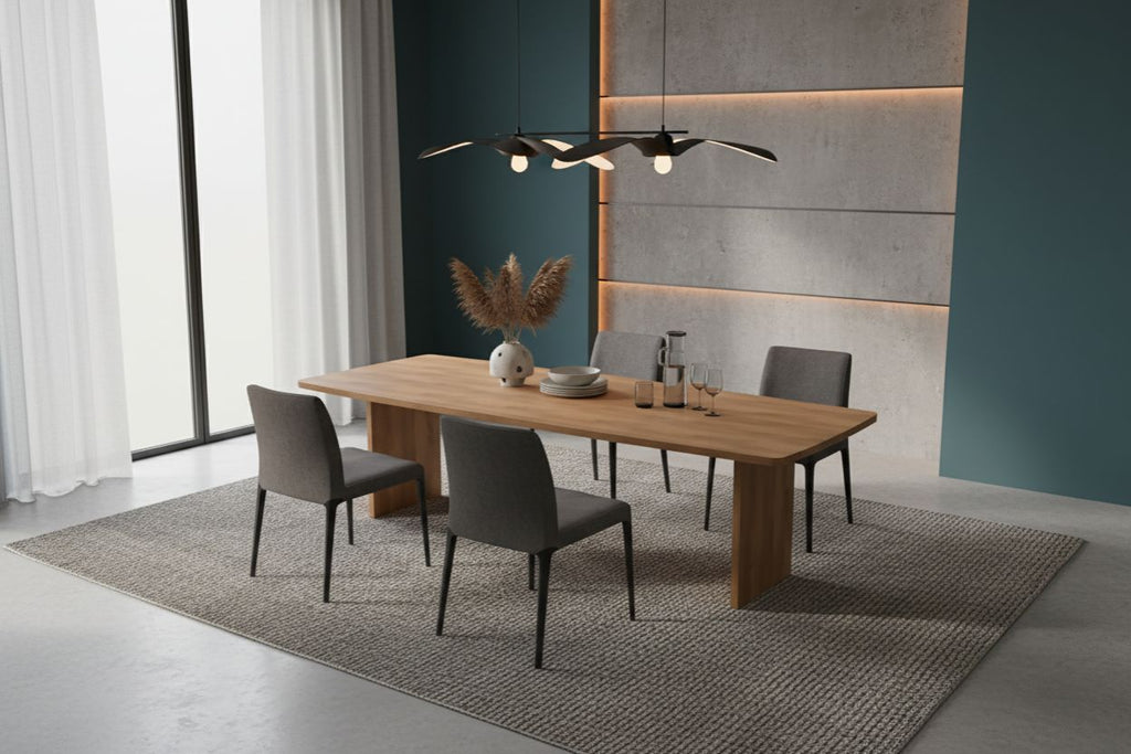 No Fuzz – Eiken Fineer Eettafel – Ton – Rechte Rand – Naturel Lak