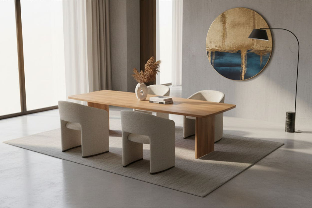 No Fuzz – Eiken Fineer Eettafel – Ton – Rechte Rand – Naturel Lak