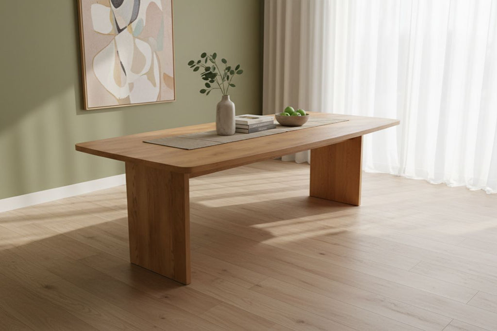 No Fuzz – Eiken Massieve Eettafel – Ton – Rechte Rand – Naturel Lak