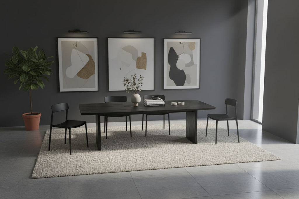 No Fuzz – Eiken Massieve Eettafel – Ton – Rechte Rand – Zwarte Lak