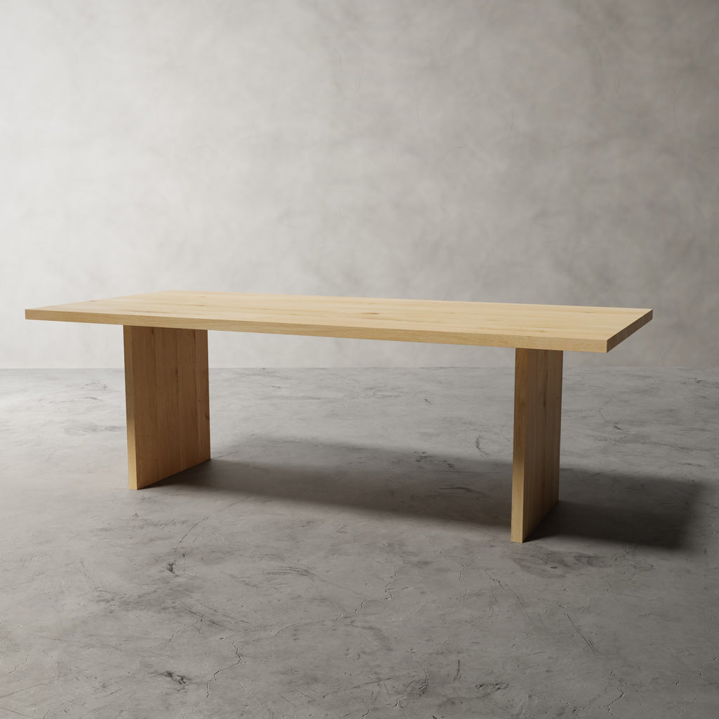 No Fuzz Rechthoek massief eiken eettafel in naturel eiken, schuin van voren