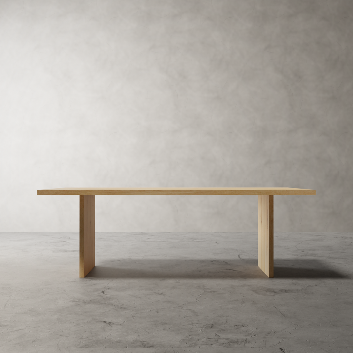 Rechthoekige eettafel No Fuzz in naturel eiken, vooraanzicht