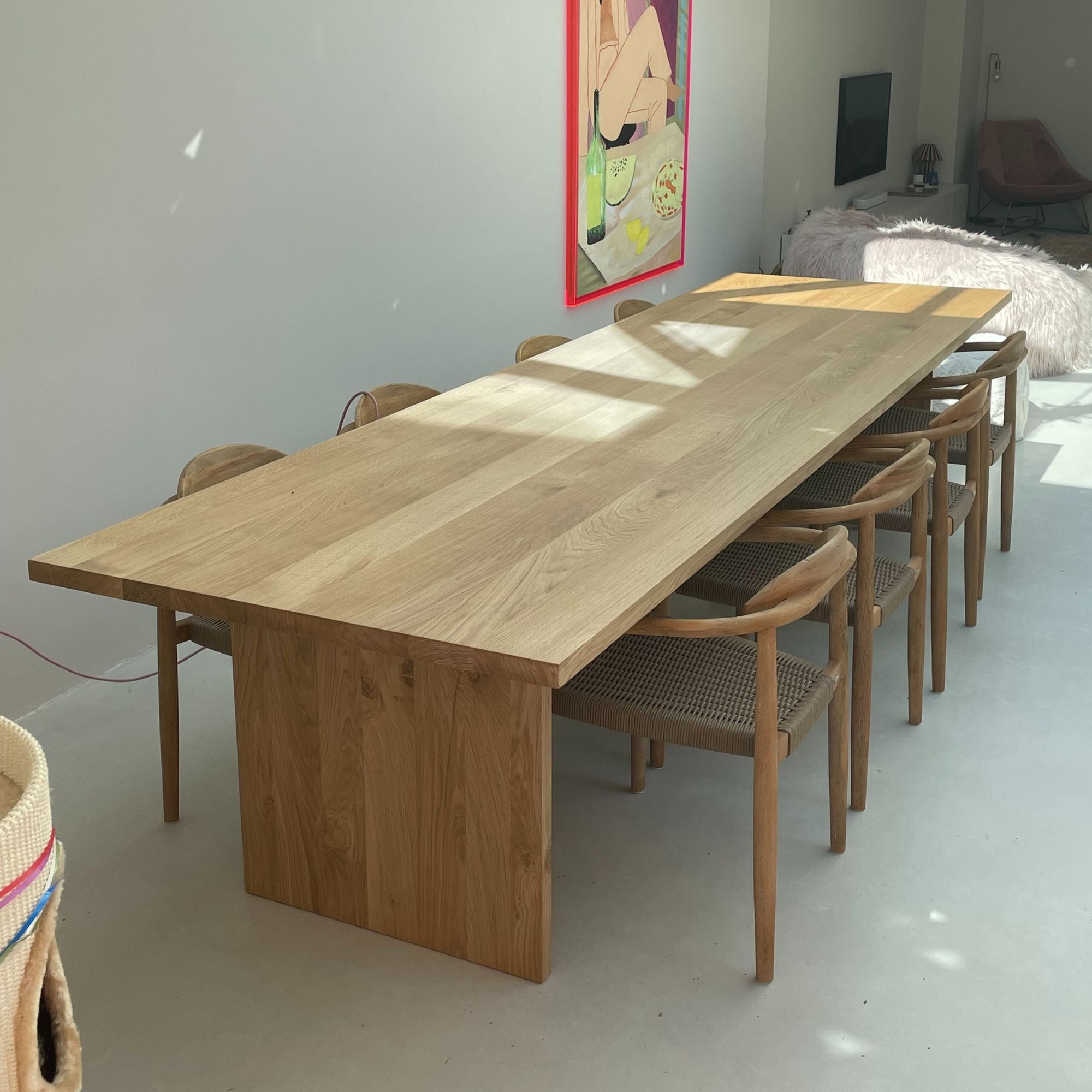 No Fuzz – Eiken Massieve Eettafel – Rechthoekig – Rechte Rand – Naturel Lak