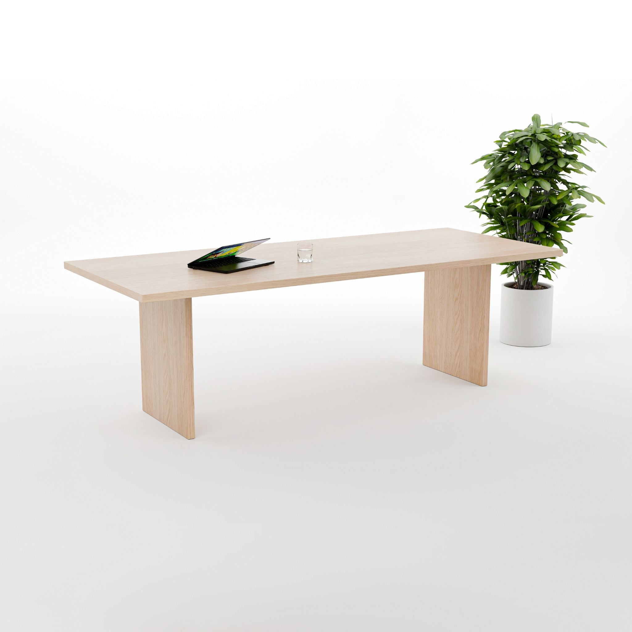 No Fuzz – Eiken Fineer Eettafel – Rechthoekig – Rechte Rand – Naturel Lak