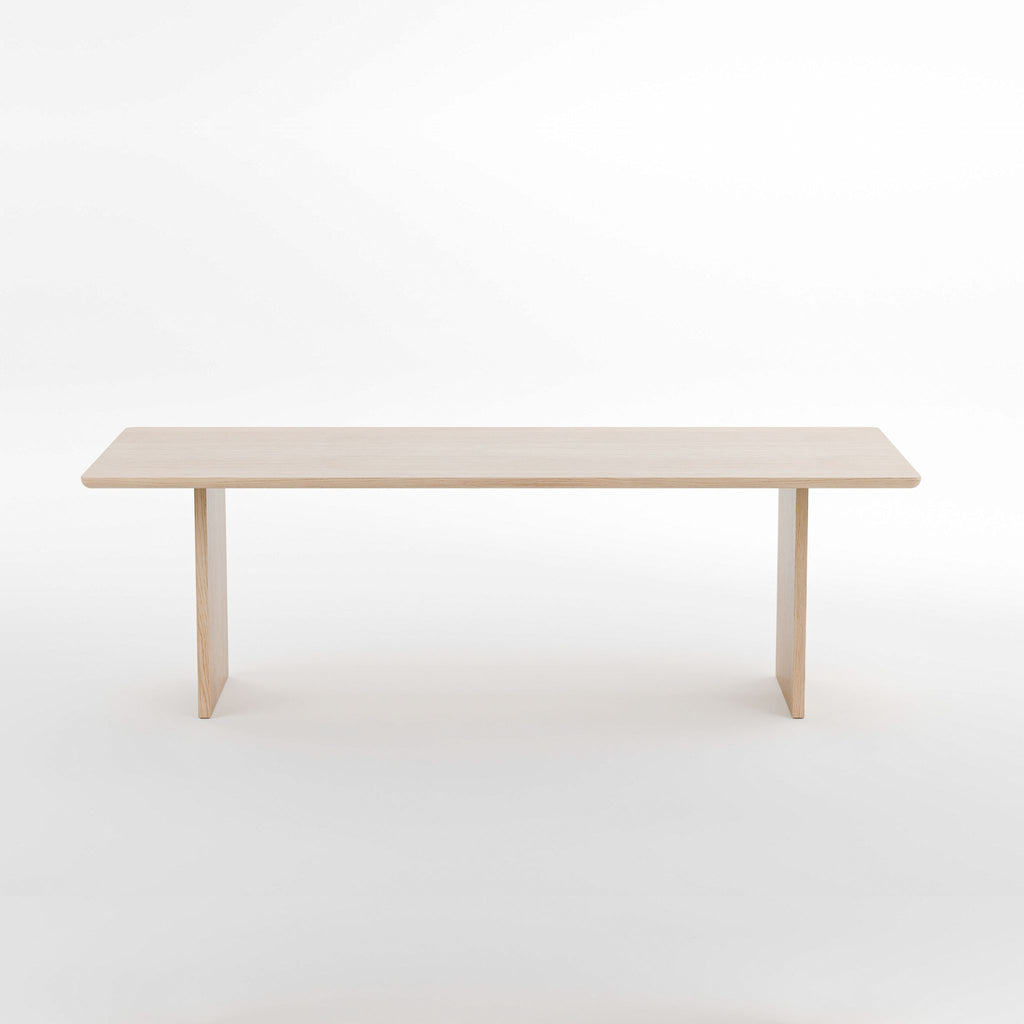 No Fuzz – Eiken Fineer Eettafel – Rechthoekig – Ronde Rand – Naturel Lak