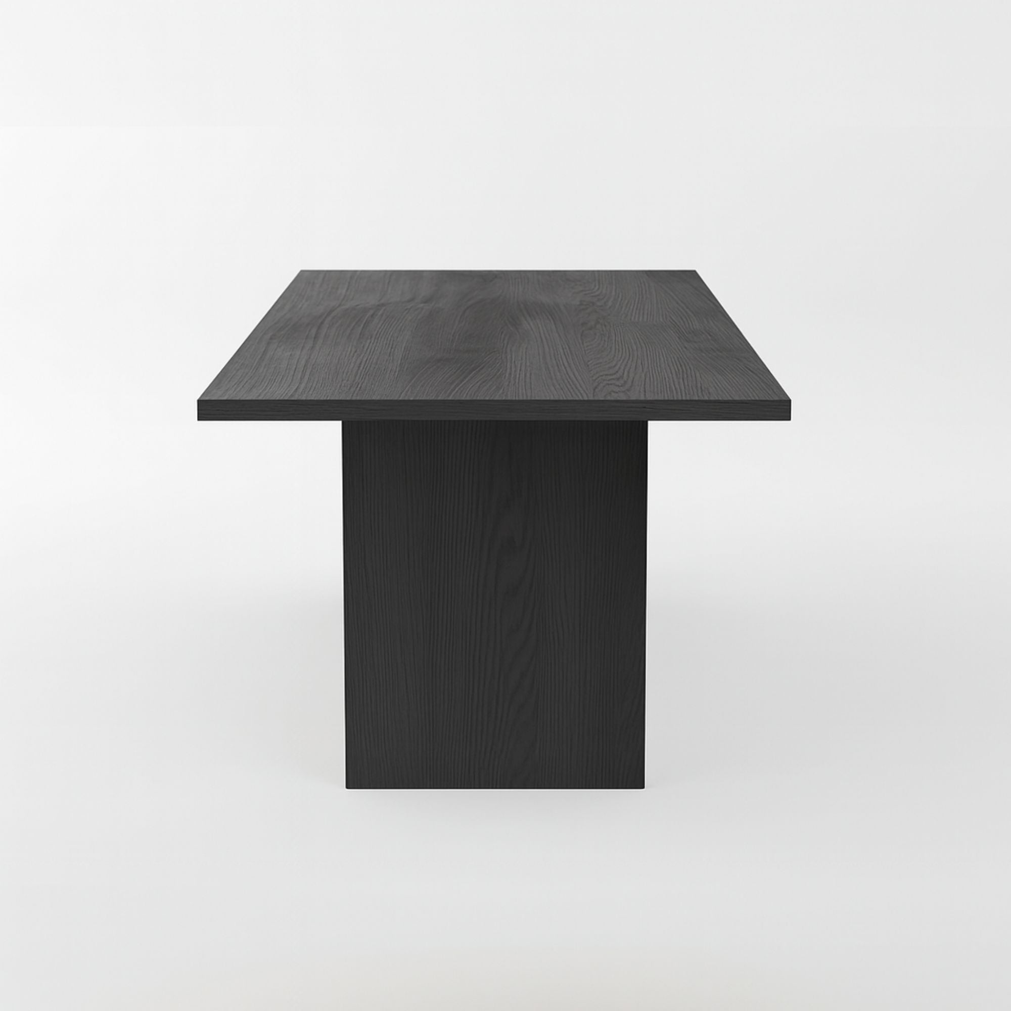 No Fuzz – Eiken Fineer Eettafel – Rechthoekig – Rechte Rand – Zwarte Lak