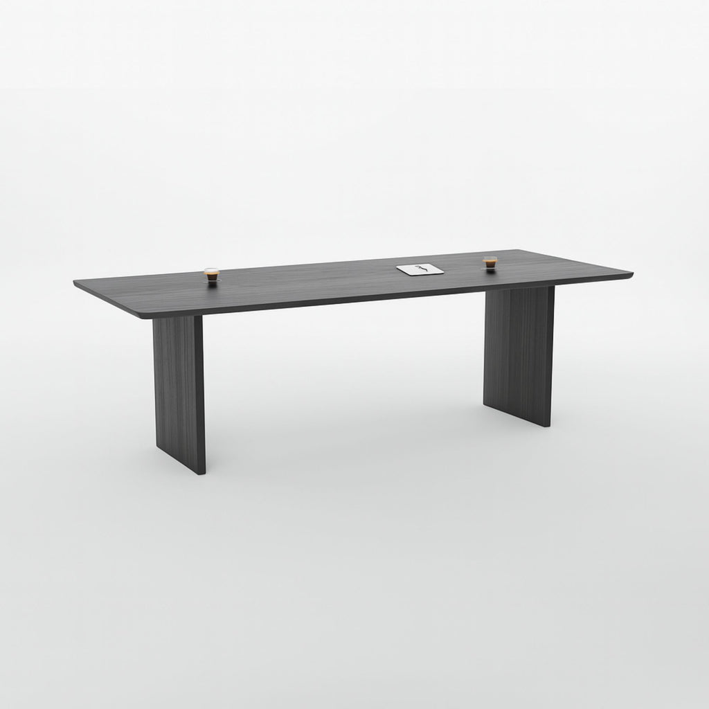 No Fuzz – Eiken Fineer Eettafel – Rechthoekig – Ronde Rand – Zwarte Lak