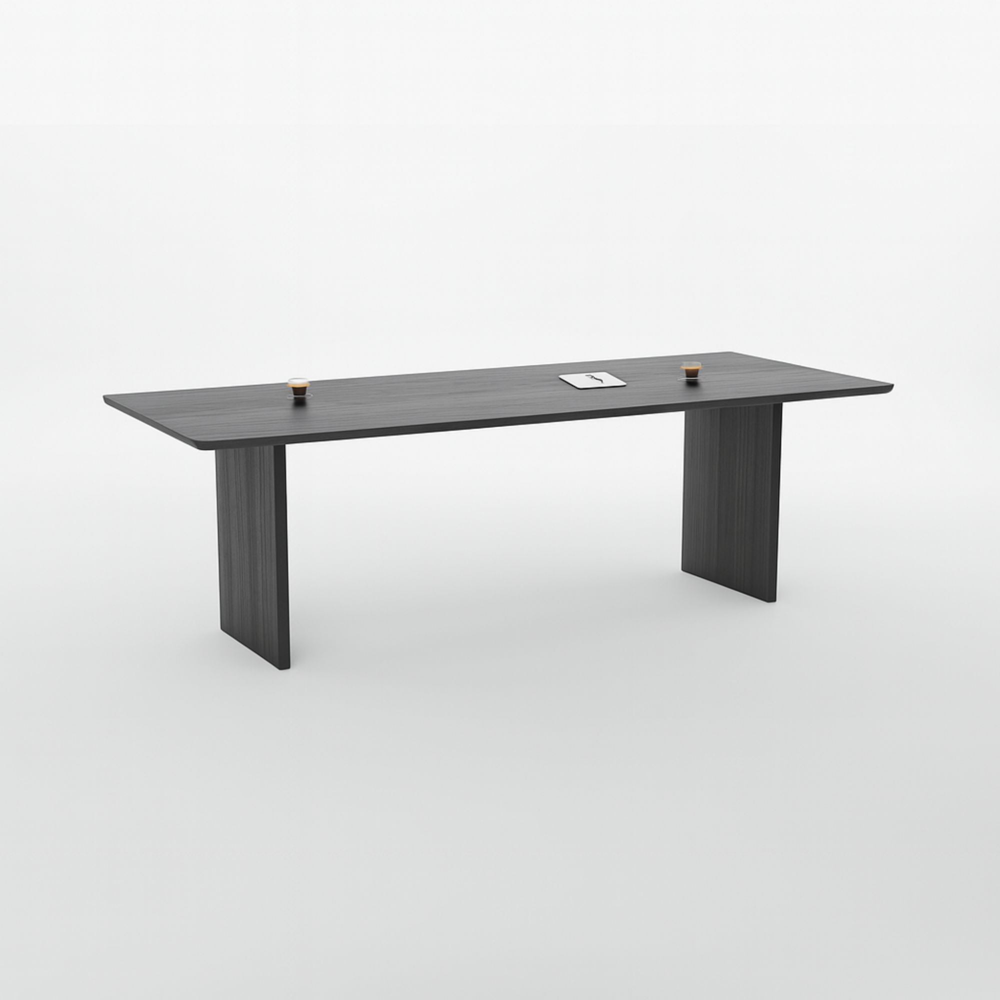 No Fuzz – Eiken Fineer Eettafel – Rechthoekig – Ronde Rand – Zwarte Lak