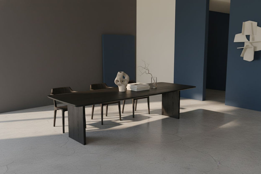 No Fuzz – Eiken Massieve Eettafel – Ton – Ronde Rand – Zwarte Lak