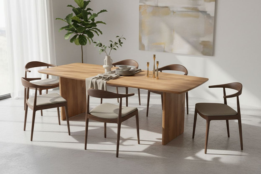 No Fuzz – Eiken Fineer Eettafel – Ton – Ronde Rand – Naturel Lak