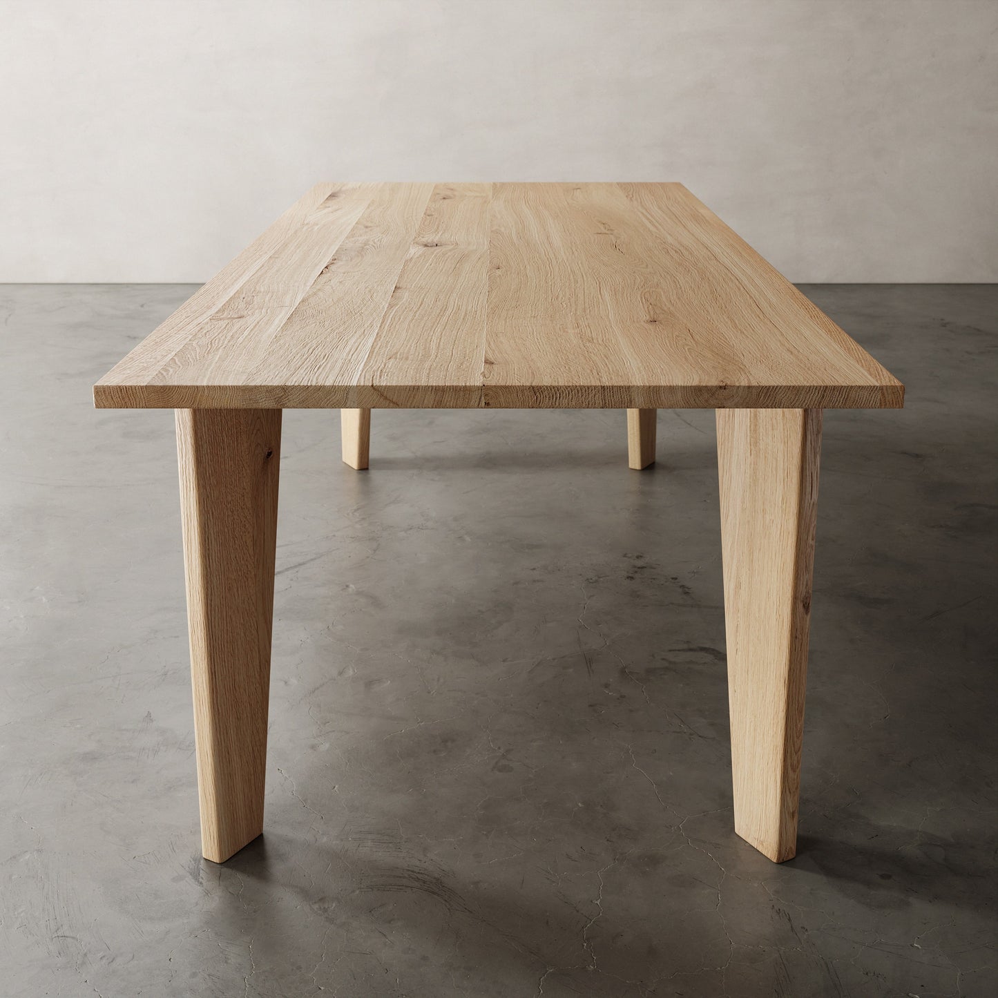 massief eikenhouten eettafel aanzicht kops