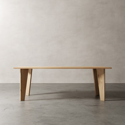 massief eikenhouten eettafel aanzicht schuin