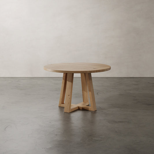 Ronde eikenhouten tafel met houten onderstel - Roland